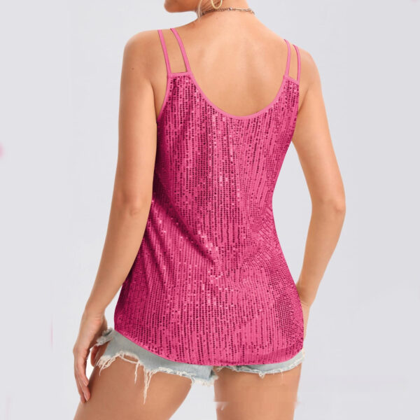 Sequined V-Neck Party Vest – Slim Fit Single Strap Top | 10 Colors - Image 5