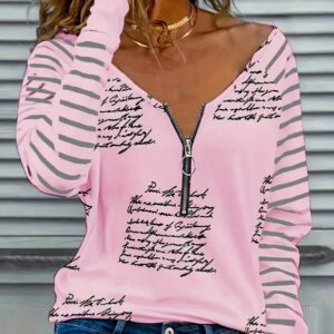 Women’s Cloud Print V-Neck Tee – Lightweight Semi-Sheer Casual Shirt