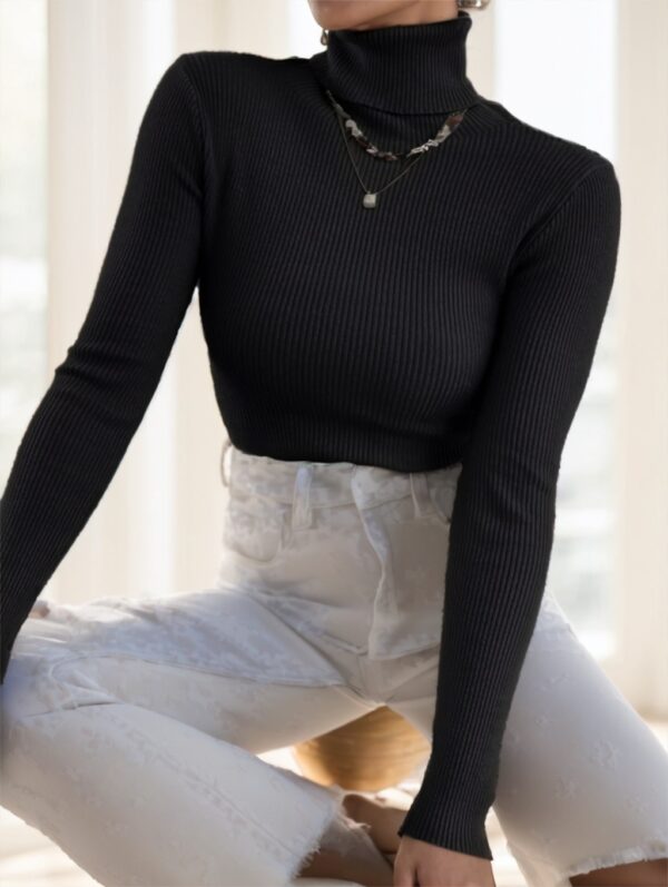Minimalist Long Sleeve Knit Sweater – Lightweight Polyester Pullover for Everyday Comfort | Regular Fit - Image 4