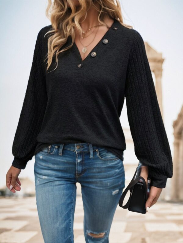 Women’s Solid Color Long Sleeve T-Shirt – Basic Top for Everyday Comfort | Regular Fit - Image 4
