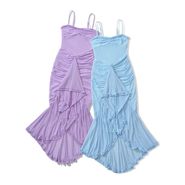Women’s Asymmetric Slim-Fit Suspender Skirt – Mid-Length Bodycon for Socialite Style | Sky Blue, Purple - Image 6