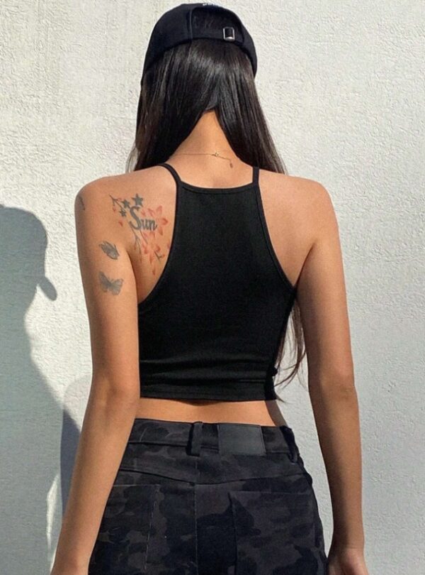 Women's White Backless Halter Tank Top – Rib-Knit Crop Top with Casual Regular Fit - Image 4