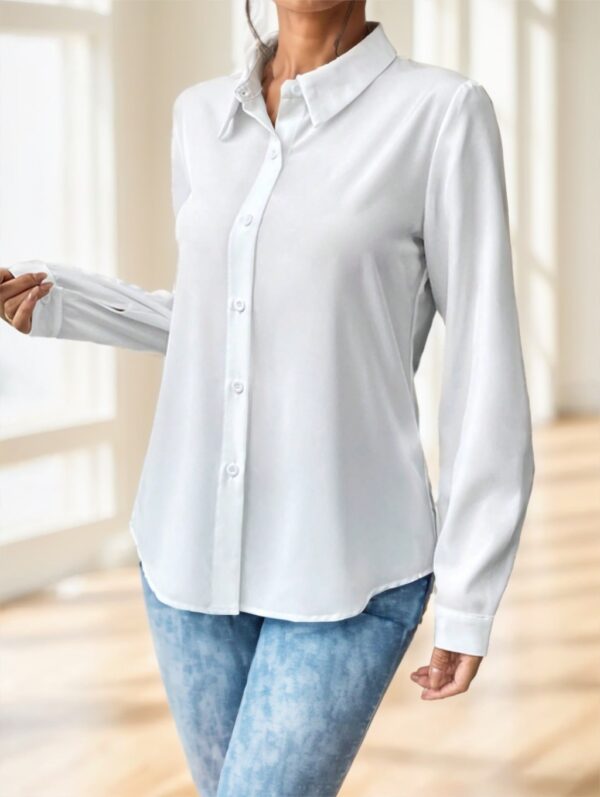Women’s Semi-Sheer Long Sleeve Shirt – Lightweight Polyester Top for Layering & Versatile Styling - Image 2