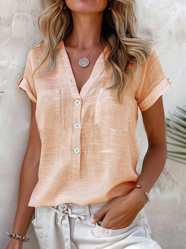 Japanese Korean Casual Button-Up Shirt – Oversized Short Sleeve Top in Pink, Black, Grey & More - Image 7