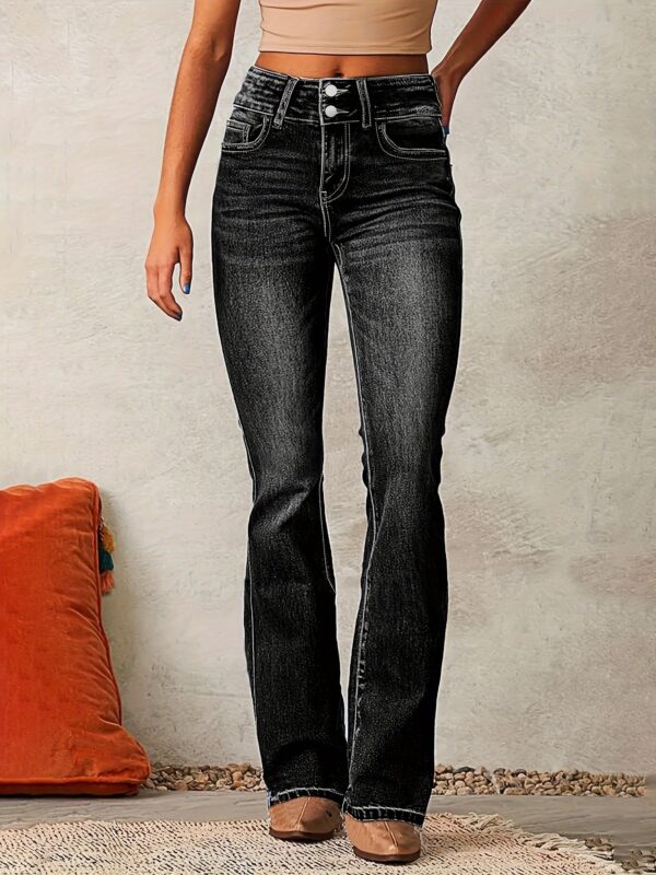 Women’s Retro Stretch Jeans – Distressed Bootcut Denim for Street Hipster Style | Dark Blue, Light Blue, Black - Image 3