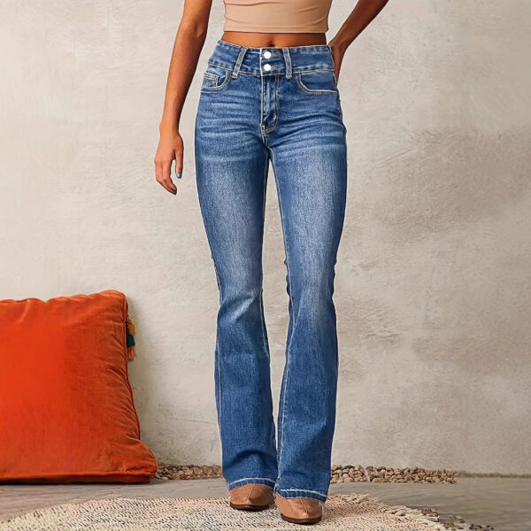 Women’s Retro Stretch Jeans – Distressed Bootcut Denim for Street Hipster Style | Dark Blue, Light Blue, Black - Image 7