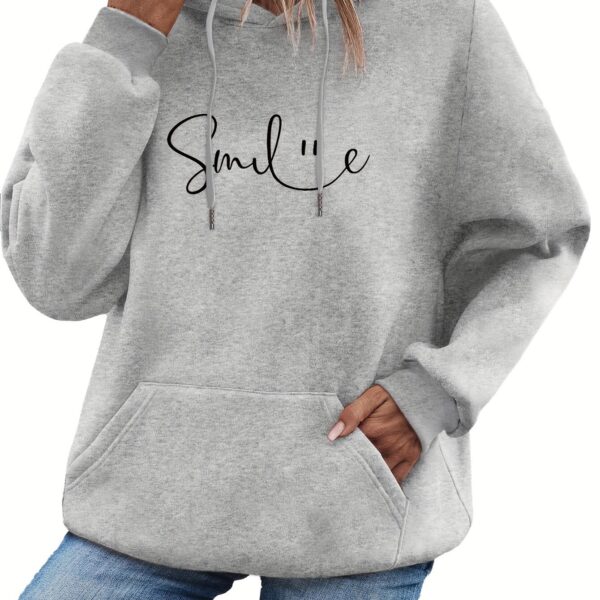 Women’s Smile Graphic Hoodie – Oversized Streetwear Pullover with Kangaroo Pocket | Ice Cream Colors - Image 4