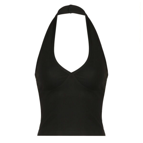 Black Halter Neck Vest – High Elasticity Milk Silk Streetwear Top for Women | Slim Fit S-L - Image 6