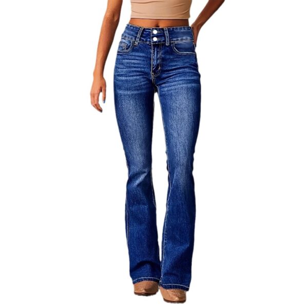 Women’s Retro Stretch Jeans – Distressed Bootcut Denim for Street Hipster Style | Dark Blue, Light Blue, Black - Image 8