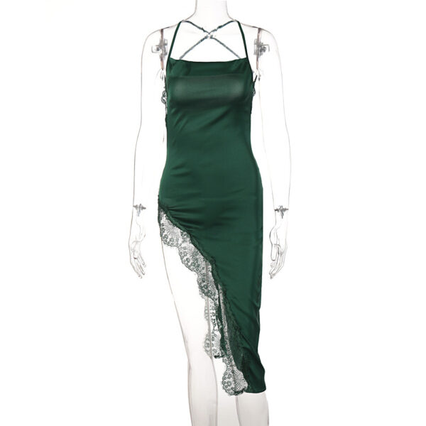 Women’s Backless Lace Sling Dress – Slim Fit Summer Dress with High Waist & Midi Skirt | White, Green, Black | Sizes S-L - Image 2
