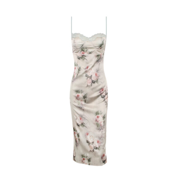 Sexy Lace Backless Sheath Dress – Sling Sleeveless Midi Dress with All-Over Print - Image 6