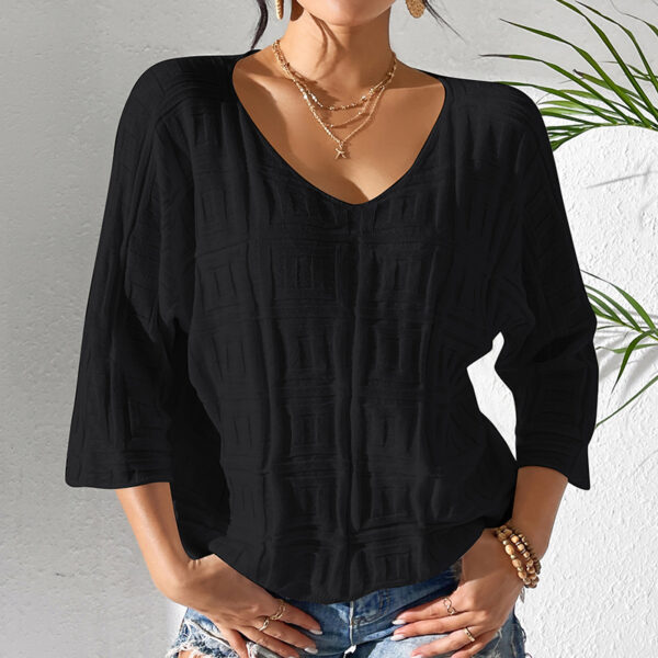Geometric Stitch Oversized Sweater – Lightweight Acrylic Batwing Pullover for Commuting | White, Black, Purple - Image 5