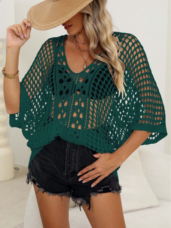 Women’s Sexy Cutout Batwing Sleeve Cover-Up – Loose Beach Shirt for Swimwear in 6 Colors - Image 5