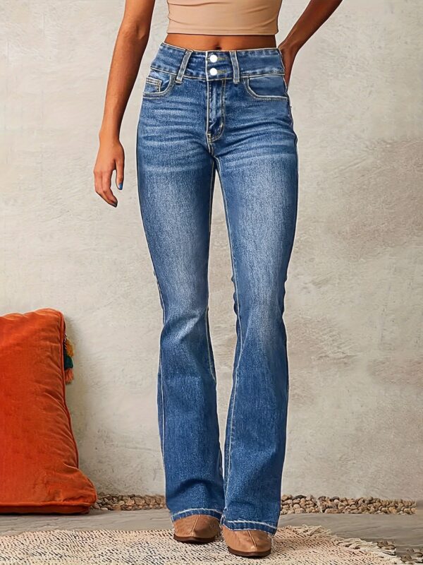 Women’s Retro Stretch Jeans – Distressed Bootcut Denim for Street Hipster Style | Dark Blue, Light Blue, Black - Image 4