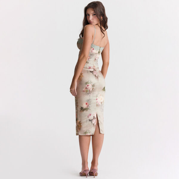 Sexy Lace Backless Sheath Dress – Sling Sleeveless Midi Dress with All-Over Print - Image 5
