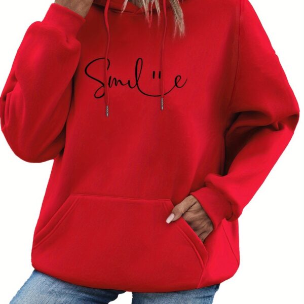 Women’s Smile Graphic Hoodie – Oversized Streetwear Pullover with Kangaroo Pocket | Ice Cream Colors - Image 2