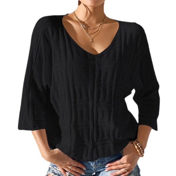 Geometric Stitch Oversized Sweater – Lightweight Acrylic Batwing Pullover for Commuting | White, Black, Purple - Image 3