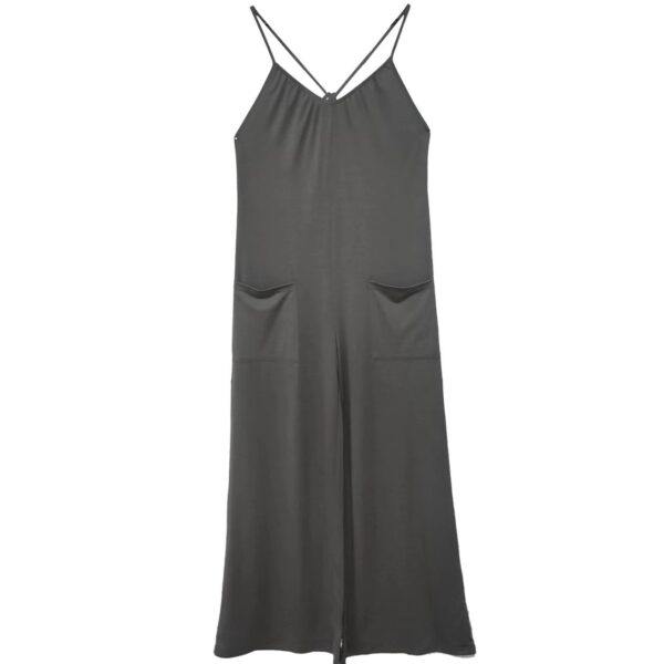 Women’s Sexy Solid Color Jumpsuit – Summer Sleeveless Romper with Chest Pleats & Cross Suspenders - Image 2