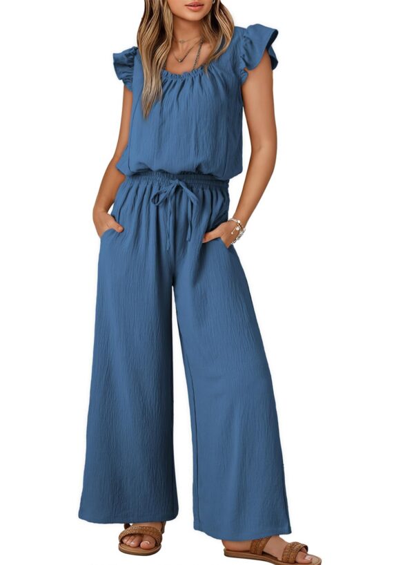 Square Collar Sleeveless Jumpsuit – Pleated Wide Leg Trousers with Adjustable Belt for Elegant Commute | Ice Silk Fabric & Sizes S-2XL - Image 6