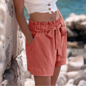 Women’s Bohemian Belted Shorts – Mid Waist Summer Casual with Pockets & 20+ Prints