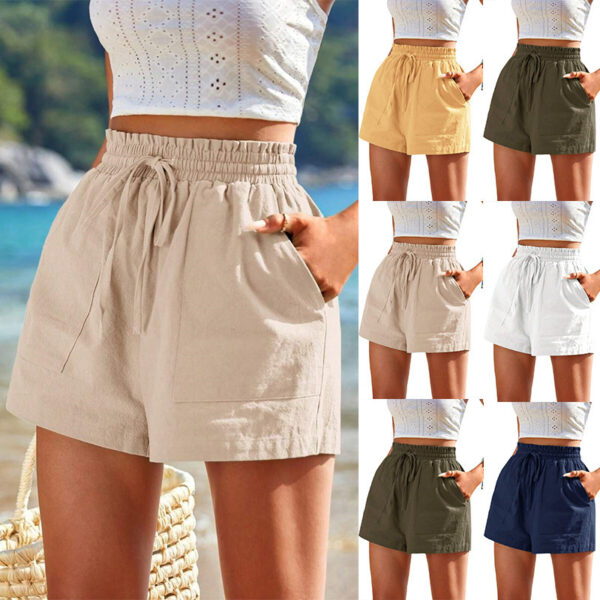 Women’s High Waist Wide Leg Shorts – Linen-Style Leisure Pants with Pockets | Solid Colors