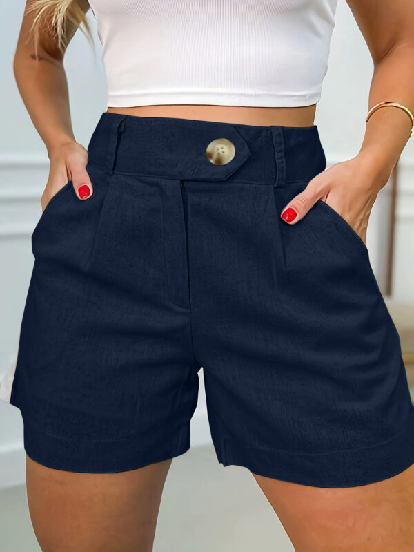Women’s High Waist Suit Shorts – Structured Straight-Leg Casual Shorts in Pure Colors | Apricot, Army Green, Brick Red - Image 4