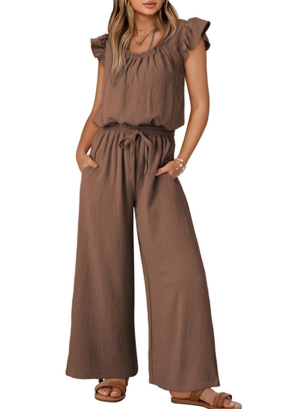 Square Collar Sleeveless Jumpsuit – Pleated Wide Leg Trousers with Adjustable Belt for Elegant Commute | Ice Silk Fabric & Sizes S-2XL - Image 2