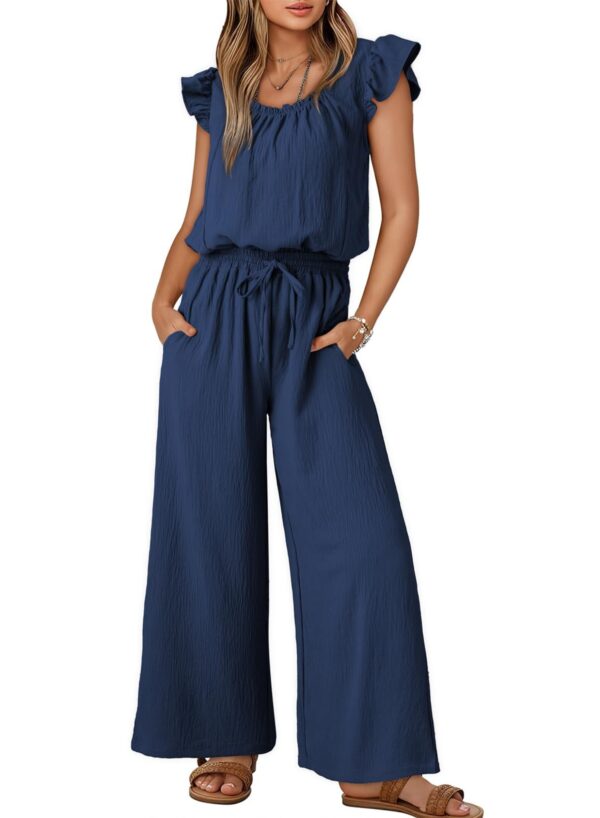 Square Collar Sleeveless Jumpsuit – Pleated Wide Leg Trousers with Adjustable Belt for Elegant Commute | Ice Silk Fabric & Sizes S-2XL - Image 9