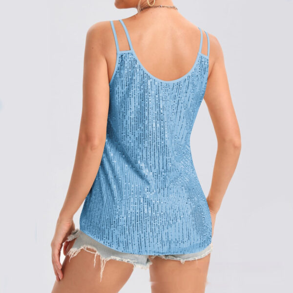 Sequined V-Neck Party Vest – Slim Fit Single Strap Top | 10 Colors - Image 4