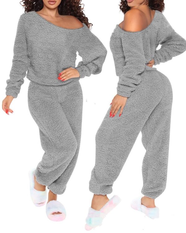 Women’s Plush Hooded Jumpsuit – Cozy Long Sleeve Loungewear Pajamas with Snug Fit | Sizes S-XX - Image 4