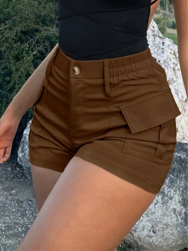 Women’s American Casual Short Shorts – Cotton Blend Multi-Pocket Tight Fit in Khaki, Red, Green, Black & Brown - Image 6